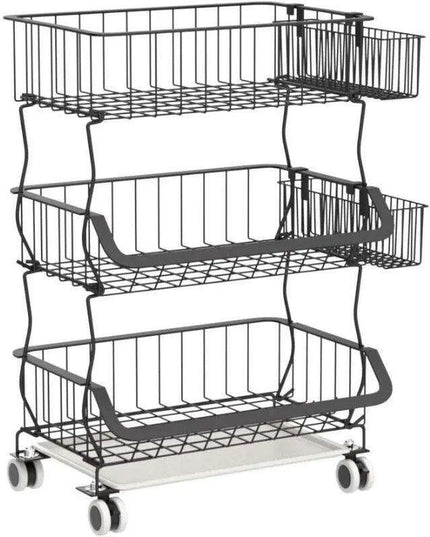 Elegant 3-Tier Rolling Storage Cart - Modern Organizer for Home and Kitchen