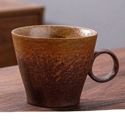 Nordic Charm Ceramic Coffee Mug with Hanging Ear and Gilt Couple Design