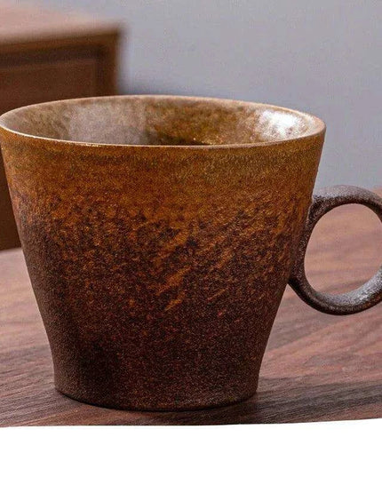 Nordic Charm Ceramic Coffee Mug with Hanging Ear and Gilt Couple Design