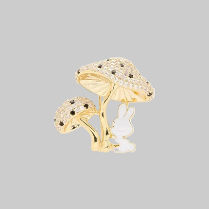 Mushroom and Rabbit Brooch Pin