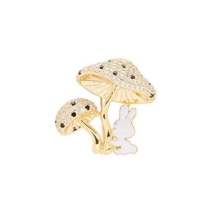 Mushroom and Rabbit Brooch Pin