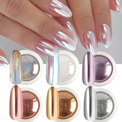 Tracy Nail Art 6pcs Holographic Chrome Pigment Set for Nail Decoration