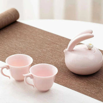 Exquisite Jade Rabbit Ceramic Tea Set for Sophisticated Gatherings and Outdoor Retreats