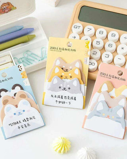 Charming Cat and Bunny Sticky Note Collection - Delightful Animal Memo Pads for Creative Organization