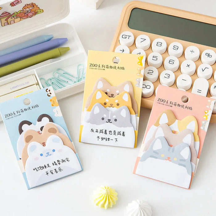 Whimsical Animal Sticky Notes - Charming Cartoon Memos with Cat and Rabbit Designs