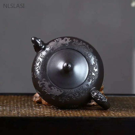Handcrafted 200ml Authentic Zisha Black Mud Teapot - Premium Infuser for Discerning Tea Aficionados