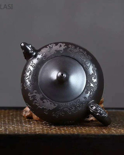 Handcrafted 200ml Authentic Zisha Black Mud Teapot - Premium Infuser for Discerning Tea Aficionados