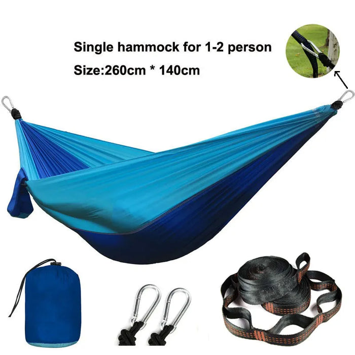 Hammock with Tree Straps | Parachute Nylon | Carabiners | Camping