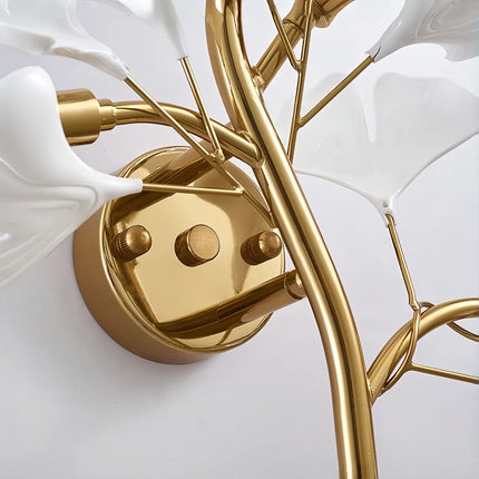 Luxury Gold Ginkgo Leaf LED Wall Sconce