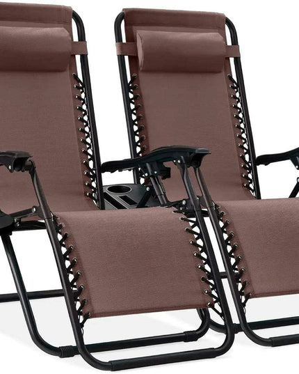 Luxury Zero Gravity Lounge Chairs Set with Accessories in Elegant Black