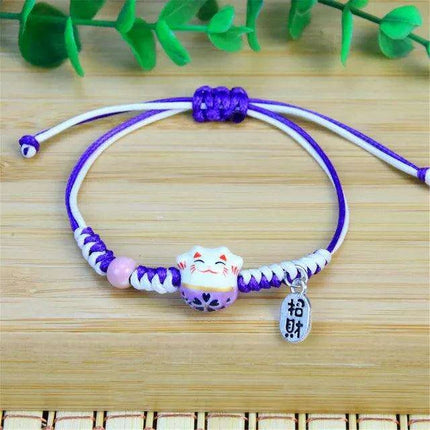 Lucky Cat Beaded Bracelet - Adjustable Harajuku Fashion Statement for Trendy Girls