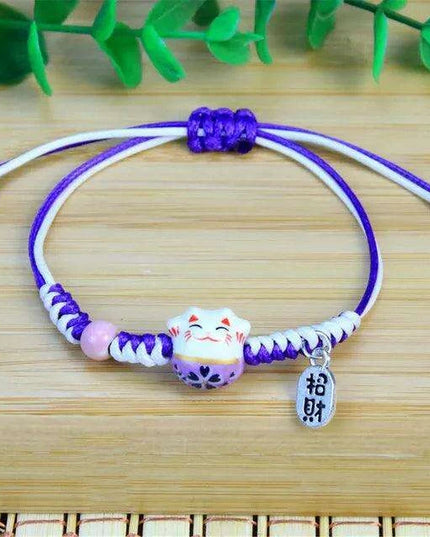 Lucky Cat Beaded Bracelet - Adjustable Harajuku Fashion Statement for Trendy Girls