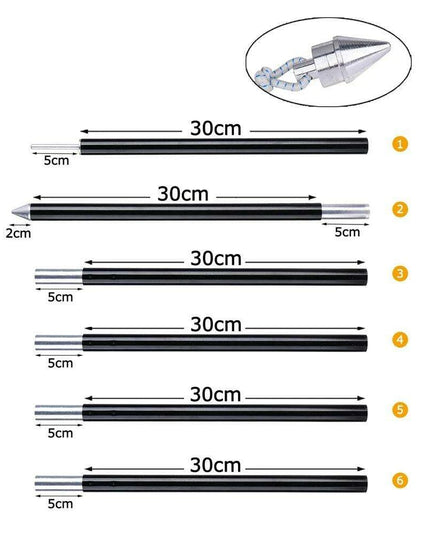 Adjustable Aluminum Tent Rods Set with Shock Cord System - Perfect Camping Gear