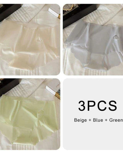 3-Pack Women's Luxurious Ice Silk Mid-Rise Briefs - Ultimate Comfort Seamless Lingerie