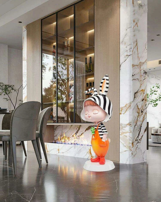 Whimsical Nordic Cartoon Character Statue for Creative Indoor Decor