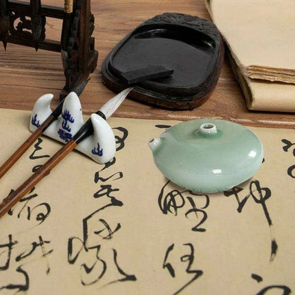 Artisan Water Drop Ceramic Inkstone for Creative Inspiration