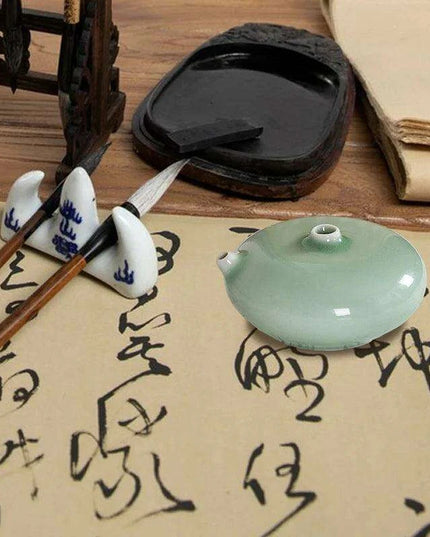 Artisan Water Drop Ceramic Inkstone for Creative Inspiration