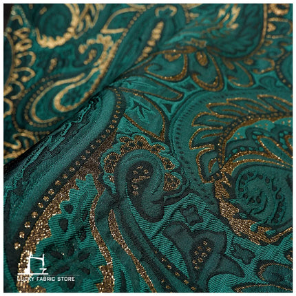 Green Qiyi cashew flower blended three-dimensional ethnic pattern jacquard texture fabric clothing cloth DIY designer fabric green-qiyi-cashew-flower-blended-three-dimensional-ethnic-pattern-jacquard-texture-fabric-clothing-cloth-diy-designer-fabric