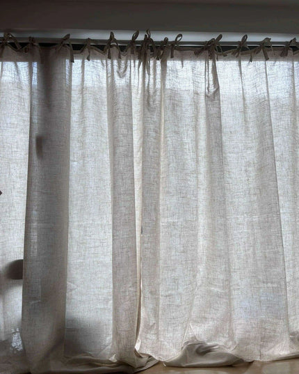 Custom Natural Linen Curtains with Breathable Tulle - Elevate Your Living Space Chic