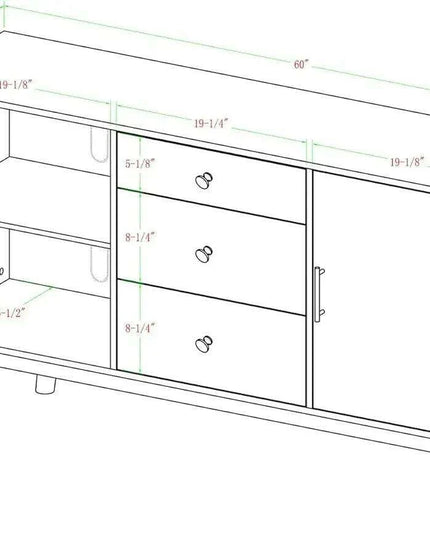 Walnut-Enhanced 60" Mid-Century Modern Entertainment Center with Storage Drawers and Cabinet