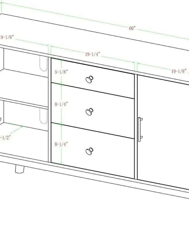 Walnut-Enhanced 60" Mid-Century Modern Entertainment Center with Storage Drawers and Cabinet