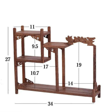 Handcrafted Wooden Display Stand for the Traditional Kung Fu Tea Ceremony