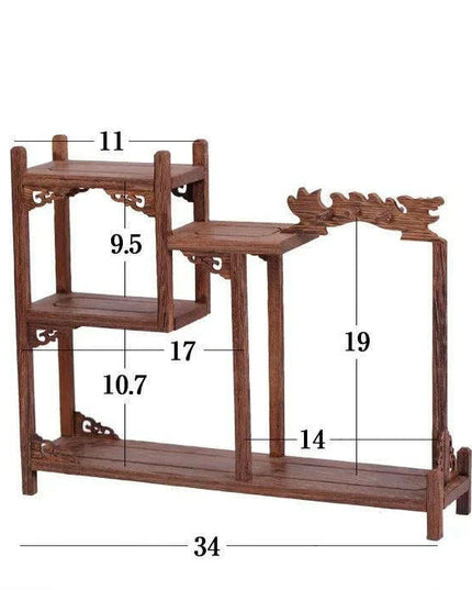 Handcrafted Wooden Display Stand for the Traditional Kung Fu Tea Ceremony
