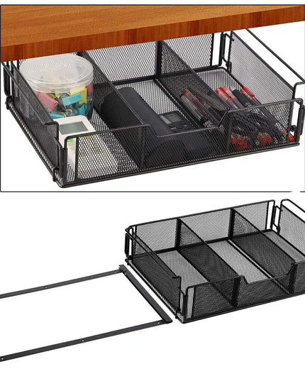 Under-Desk Hidden Storage Drawer with Large Capacity Organizer