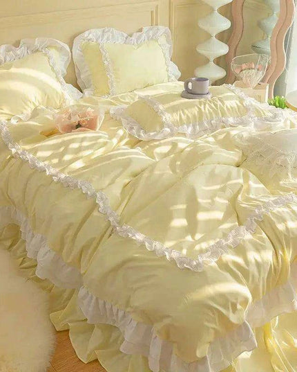 Kawaii Ruffle Lace Korean Princess Duvet Set