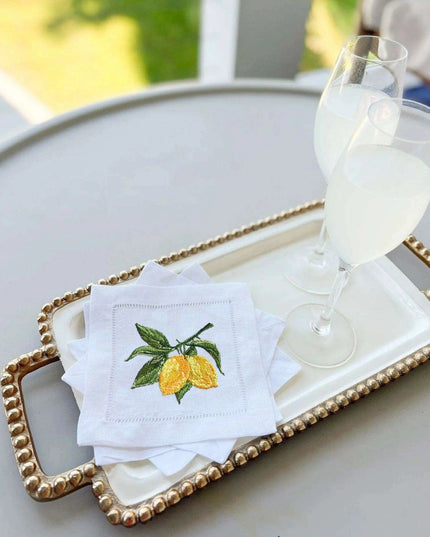 Elegant Lemon Lace Cocktail Napkin - Personalize Your Table with Style
