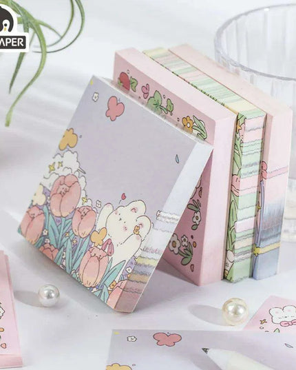 Floral Charm Pocket Memo Set - 100 Sheets, 8x8cm, 66g