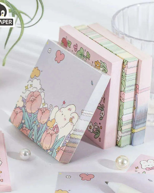 Floral Charm Pocket Memo Set - 100 Sheets, 8x8cm, 66g