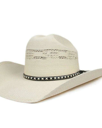 Unisex Wide Brim Hollow Straw Cowboy & Cowgirl Sun Hat - Adjustable Fit 55-61cm
