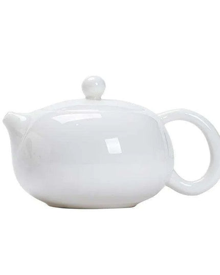 Elegant Sheep Fat Jade Porcelain Kung Fu Tea Set with Side Handle Filter - Xishi Pot