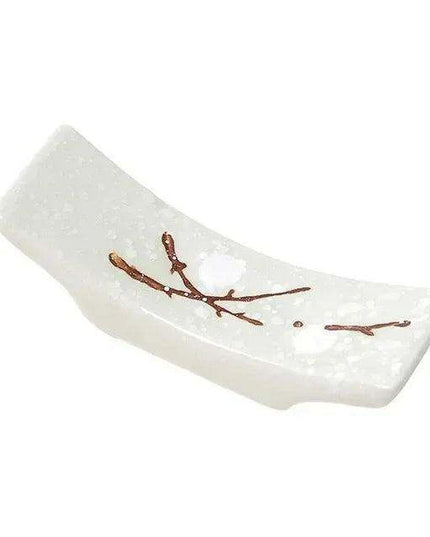 Elegant Japanese Plum Blossom Ceramic Chopstick Rest for Stylish Dining