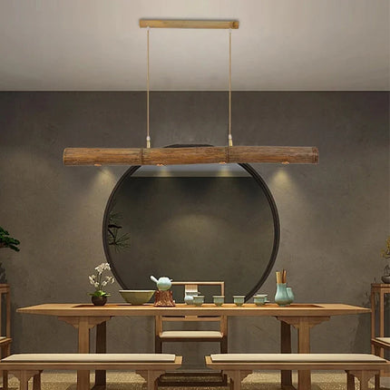 Xiaowei LED Chandelier - Creative Bamboo Design for Bar & Tea Rooms