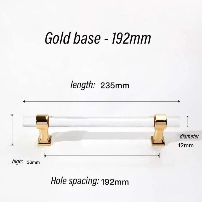 Luxurious Gold Acrylic Drawer Handles with Crystal Detailing - Chic Cabinet Pulls