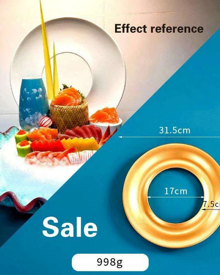 Japanese Elegance Circular Serving Tray - Sophisticated Sushi Display for Luxurious Dining