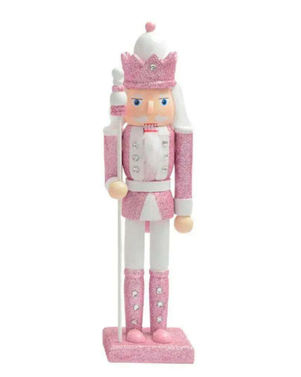 30cm Regal Pink Walnut Nutcracker - Charming Holiday Decoration & Gift for Young Girls