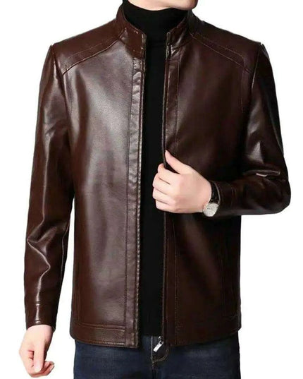 Men's Stylish Faux Leather Biker Jacket - Warm and Windproof Outerwear
