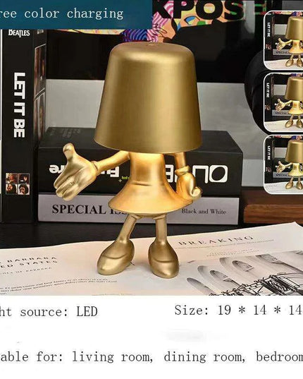 Illuminating Elegance: Golden Charging Desk Lamp with Italian Resin Accent