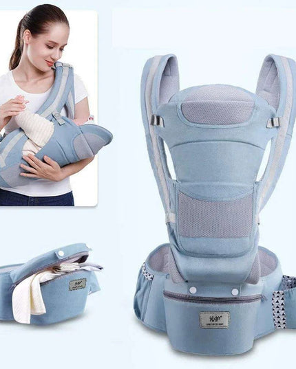Multifunctional Ergonomic Baby Carrier with Hipseat and Kangaroo Wrap for Infants and Toddlers