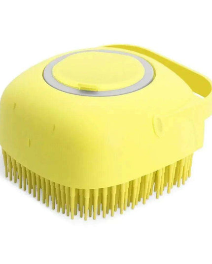 Silicone Pet Grooming Brush with Shampoo Dispenser - 2.7oz Capacity for Easy Bathing