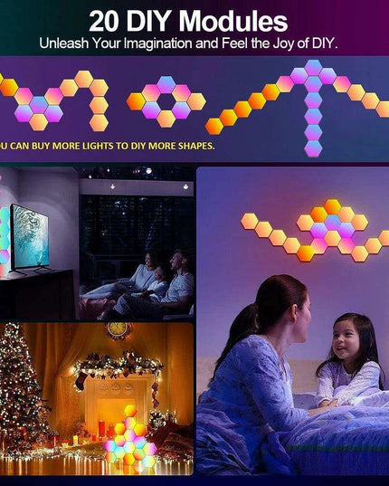 RGB Hexagonal Music Sync Wall Panels - Transform Your Space with Dynamic Lighting for Gaming and Relaxation