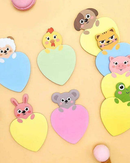 Charming Animal-Inspired Heart-Shaped Sticky Notes for Creative Minds