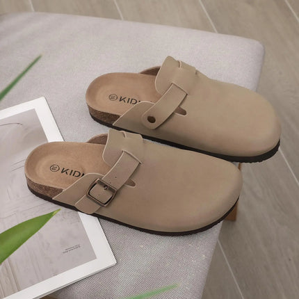 Comwarm Fashion Women's Suede Mules Slippers Men Clogs Cork Insole Sandals With Arch Support Outdoor Beach Slides Home Shoes comwarm-fashion-womens-suede-mules-slippers-men-clogs-cork-insole-sandals-with-arch-support-outdoor-beach-slides-home-shoes