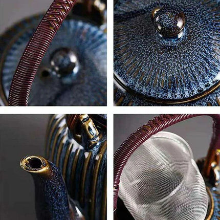 Elegant 800ml Chinese Ceramic Teapot with Integrated Strainer for Perfect Puer Tea Brewing