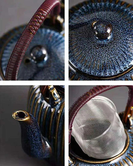 Elegant 800ml Chinese Ceramic Teapot with Integrated Strainer for Perfect Puer Tea Brewing