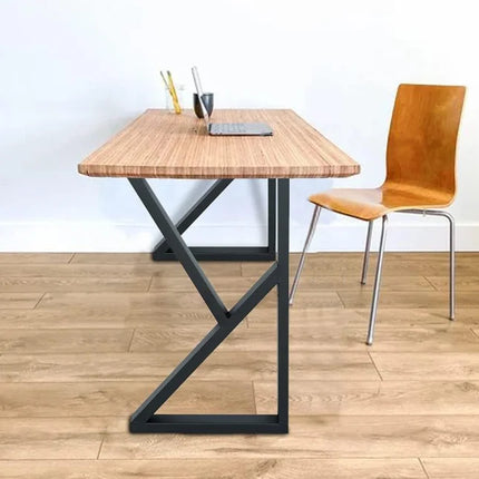 European Stores Wrought Iron Modern Table Legs with Bookshelf Compartm