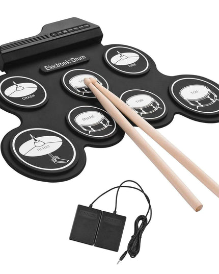 Portable Foldable Electronic Drum Set with Accessories for Practice Anywhere
